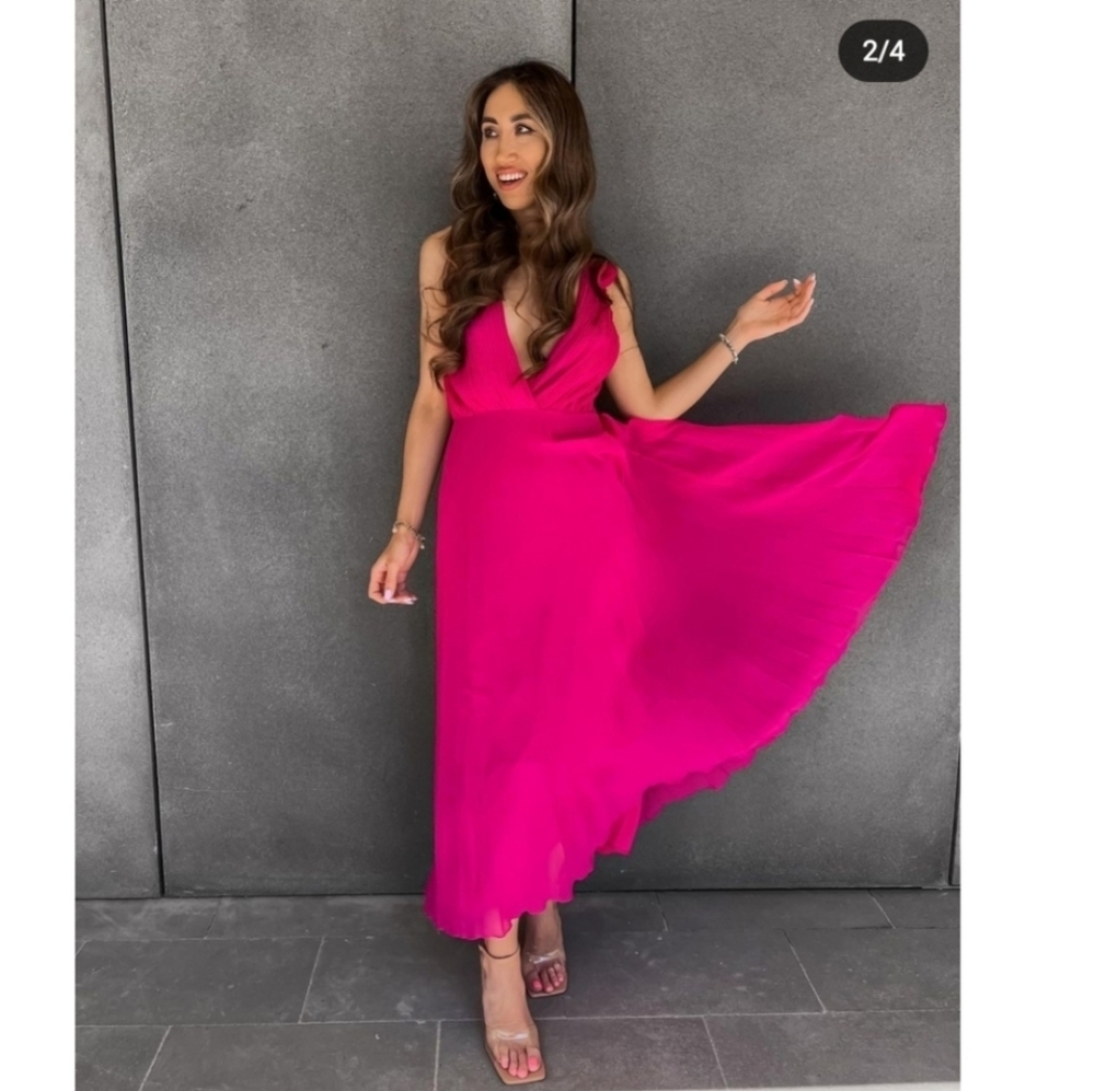 Zara Pleated Pink Dress Size S NWT - Picture 4 of 16